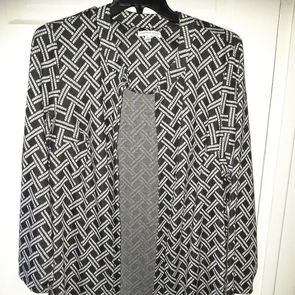 Brand New.  Long Black and White Tunic Jacket